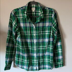 J. Crew Blue and Green Plaid Button Down Shirt